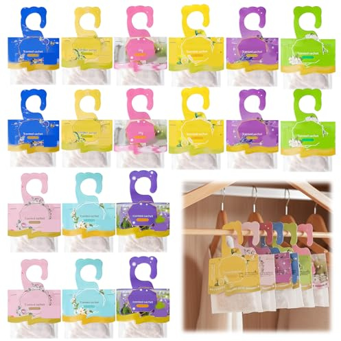 18 PCS Wardrobe Fresheners,Wardrobe Air Freshener, Stop Musty Smell, Prevent the Closet from Getting Damp, Drawer Freshener for Closet, Fabric Freshener Scented Sachets to Keep Closet Draw