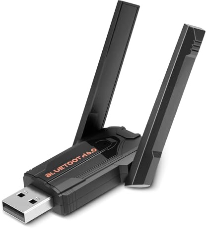 Bluetooth 6.0 USB Adapter für PC,Bluetooth Dongle Stick für PC Laptop Desktop Computer Maus Headset Tastatur,3Mbps,Plug & Play,Reichweitenverlängerung,Einstellbare Antenne,für Windows 11/10/8.1/7