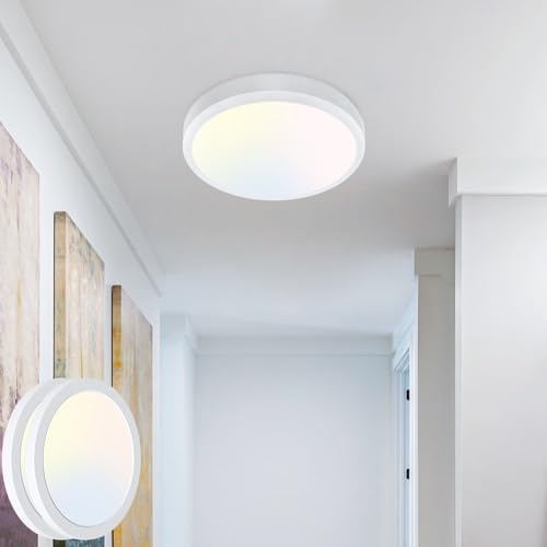 zemty 2 Pack 3000/4000/6500K LED Ceiling Light, 8W 900LM Ø12cm Bathroom Lights Ceiling, IP44 Waterproof Ultra Thin Round Flush Ceiling Light for Bedroom,Kitchen, Living Room,Toilet,Utility Room