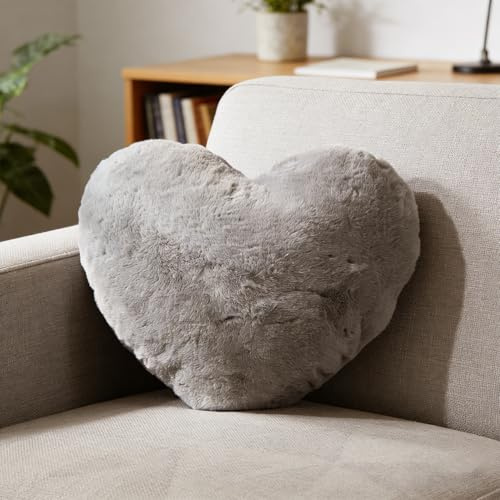 wintfarm Herzkissen Kuschelkissen Flauschig,40x35 cm Herz Kissen,Kuschelkissen Geeignet für Wohnzimmer Sofa Schlafzimmer Bett, Plüsch Kissen Herzform für Valentinstag Muttertag Geburtstag (Grau)