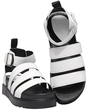 LUNATECH Women's Gladiator Sandals Platform Ladies Sandals Wide Fit Strappy Sandals Chunky Summer Sandals Vegan Leather Shoes