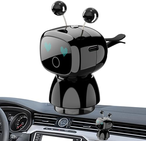 Ambientador de Coche - Diseño Robot de Silicona (Elimina Olores Fuertes) Cuerpo 6,5x6,5x13,5cm, 220g + Clip Ventilación, Material Suave - para Profesionales Hombres & Mujeres Conductores