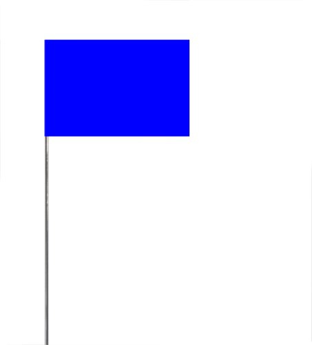 Swanson FBL21100 2-Inch by 3-Inch Marking Flags with 21-Inch Wire Staffs, Blue 100 Pack