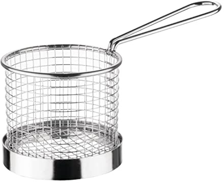 Olympia Presentation Round Basket Made of Stainless Steel with Long Handle
