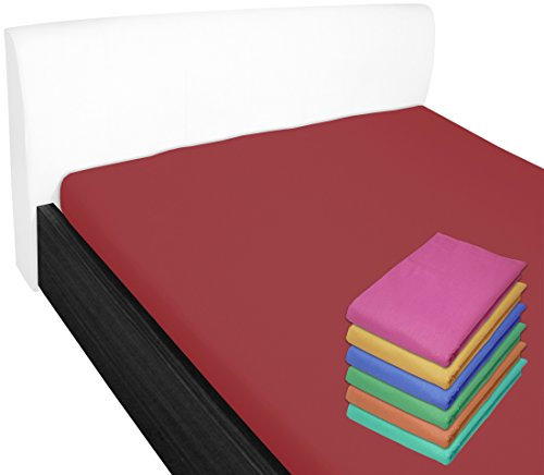 Nurtextil24 Bettlaken 100% Baumwolle 28 Farben und 4 Größen ohne Gummizug Rot 150 x 240 cm