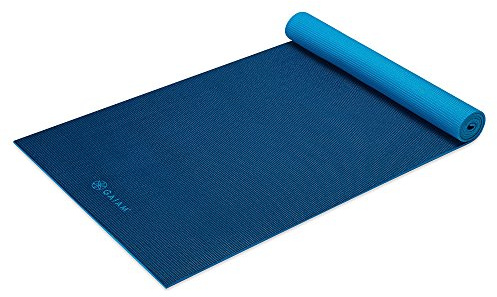 Gaiam Yoga Mat Premium Solid Color Reversible Non Slip Exercise & Fitness Mat for All Types of Yoga, Pilates & Floor Workouts, Navy/Blue, 6mm, 68L x 24W x 6mm Thick