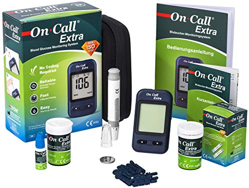 On Call Extra Blood Glucose Meter Starter Kit (incl. 10 Test Strips, 10 Lancets, 1 Lancet Device, 1 Control Solution) (MMOL/L)
