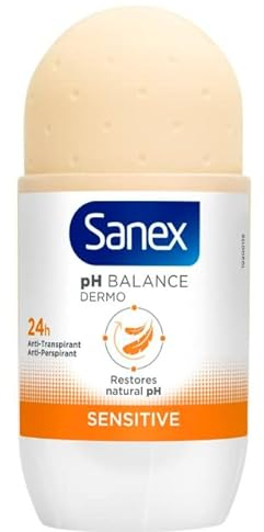 SANEX - Sanex Dermo Sensitive pH Balance Deodorant – Anti-Transpirant Wirksamkeit 24 Stunden – Flasche mit Kugel – 6 x 50 ml