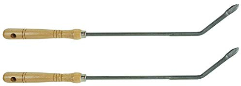 2x Stocheisen mit Holzgriff Schüreisen Schürhaken Glutkratzer Kaminzubehör Kaminbesteck Feuerhaken Aschenkratzer (2, Stocheisen)