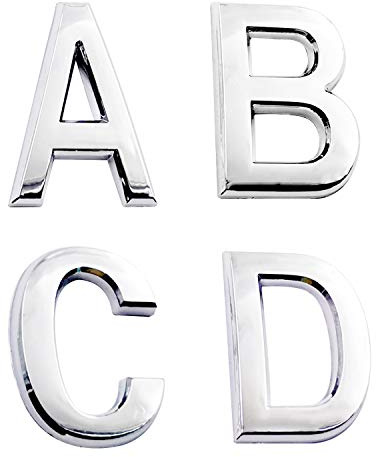 2.75 Inch Adhesive House Numbers, Mailbox numbers, Street Door Numbers, Self-stick Address Signs for Apartments,4 Pieces,Silver Letter A-D
