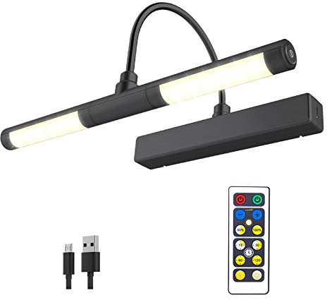 HONWELL Lampada per Quadri Senza fili con Telecomando, Testina LED Girevole con Timer, 3 Modalità di Illuminazione Applique Dimmerabile per Quadri da Pittura, Espositore per Opere d'arte, Nero