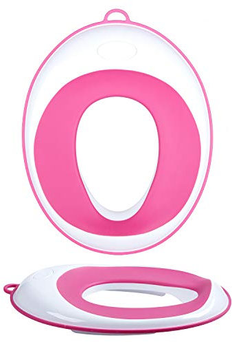 Potty Training Toilet Seat-Toddler Kids Toilet Trainer Ring for Boys or Girls -Non-Slip Surface, Storage Hook- (Pink)