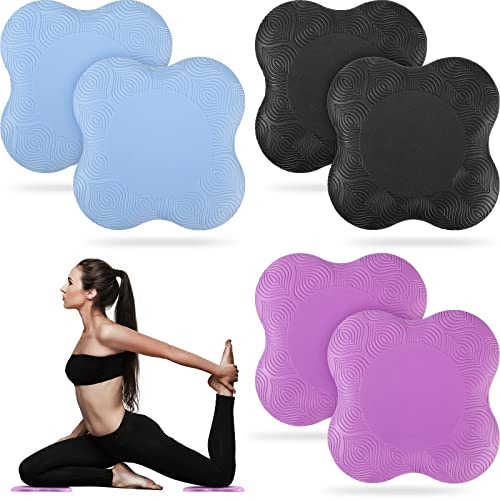 6 Pcs Knee Pads for Yoga Extra Thick Yoga Wrist Pad Anti Slip Pilates Support Cushion for Men Women Knee Elbow Wrist Hand Exercise Meditation Workout Floor Travel(Blue, Purple, Black)