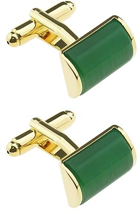 1 Paire Boutons de Manchette Oeil de Chat Vert Rectangulaires Bouton de Manchette Chemise Classique Délicats pour Hommes Père Marié Vêtements avec Boîte-Cadeau Accessoires de Décoration