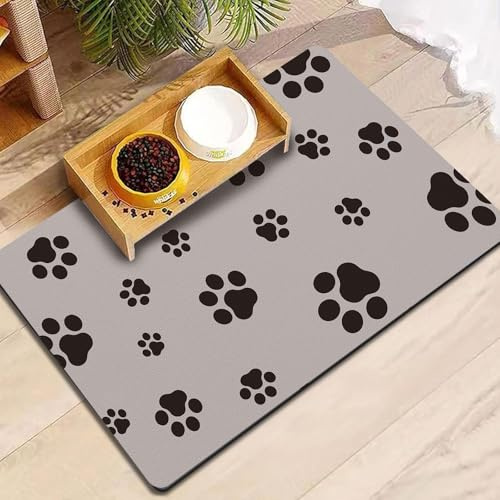 Pet Feeding Mat 45x75CM-Absorbent Dog Placemats for Food and Water, No Stains Quick Dry Dog Food Mat with Waterproof Rubber Backing Cat Bowl Mat for Floors,Brown