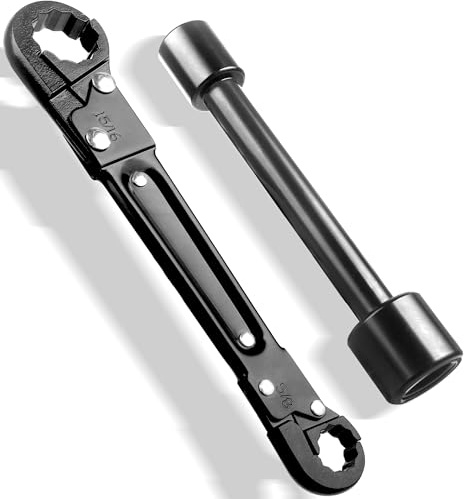Plumbing Tools, Angle Stop Wrench Kit, Plumbing Wrench. New Compression Angle Stop and Removing the Compression Ring Professional Plumbing Toolset For Easy Angle Stop And Supply Nut Installation