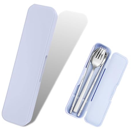 PLABBDPL 1 caja de cubiertos portátil de 20 cm/7,8 pulgadas, bolsa de viaje para almacenamiento de vajilla, bolsa de camping, para cuchara, tenedor y palillos (azul)