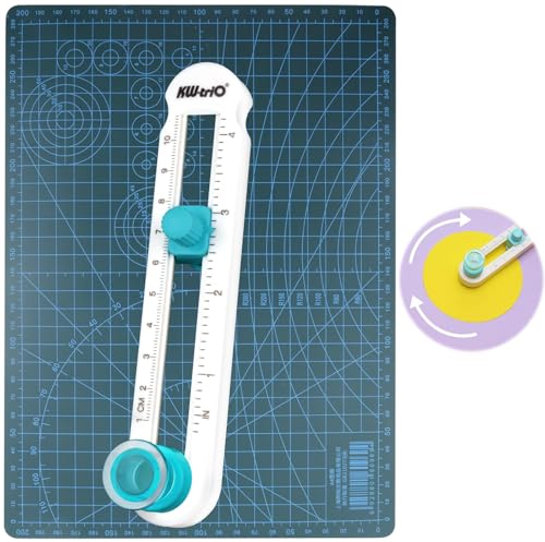 GZLFH Kreisschneider Papier und Schneidematte A4, Kreisförmiger Papierschneider Verstellbarer Circle Paper Trimmer Kreise von 2-20 cm Ausschneiden, für Kunst und DIY-Handwerk