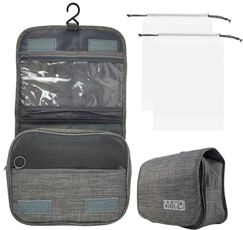 MAGUEZ Neceser Viaje Hombre Colgante Impermeable, Viene con 2 Bolsas de Almacenamiento de Regalo, Neceser Hombre, Bolsa de Aseo para Viajes, Ideal como Accesorio de Viaje Compacto