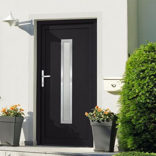 Gecheer Porta Ingresso Antracite 108x208 cm in PVC, Porta Esterna in PVC, Portoncino Ingresso Esterno