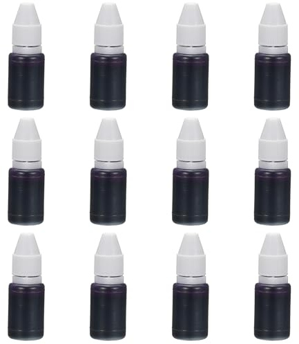 PATIKIL 0.33oz Ricarica Inchiostro Per Timbri E Cuscinetti, 12Pezzi 10ml Ricarica Inchiostro Per Timbro Ufficio Timbro Autoinchiostrante Timbro Data Scrapbooking, Viola