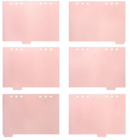Genérico Separadores de Carpeta Profesionales Desmontables A5 6 Unidades Color Rosa Pastel Divisores de Índice Prácticos de PP para Organización de Cuadernos Agendas y Archivos