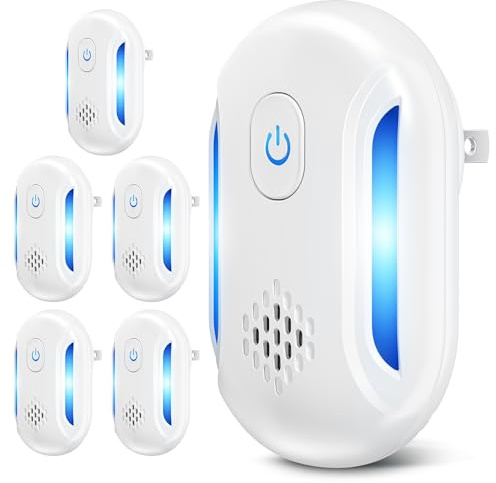 Ultrasonic Mouse & Pest Indoor Repeller Plug-in, Repellent for Mice, Rats, Roaches, Bugs, Ants, Spiders, 2 Mode (5 Pack)