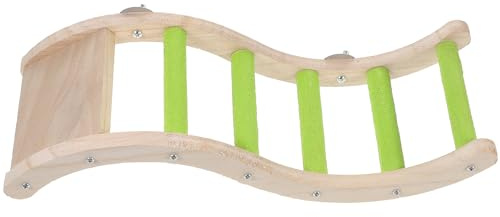 VALICLUD Escalera para Loros de Madera Resistente Juguete Creativo para Periquitos y Aves Pequeñas Accesorio para Jaula de Pájaros Interior Cuerda de Escalada Verde para Actividad y