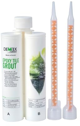 Lechada epoxi para azulejos y piedra, resistente al agua, a las manchas, al moho, a grietas y productos químicos, para suelo y pared, lista para usar, ligera (blanco, sin arena, mate, 1 unidad)