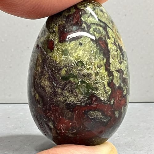 arana's® - Huevo SANGRE DE DRAGON piedra natural pulida - Huevo de bolsillo 3x2 cm - Protégete, amuleto de la suerte - Piedras y cristales naturales de sanación meditación (Sangre de Dragón)