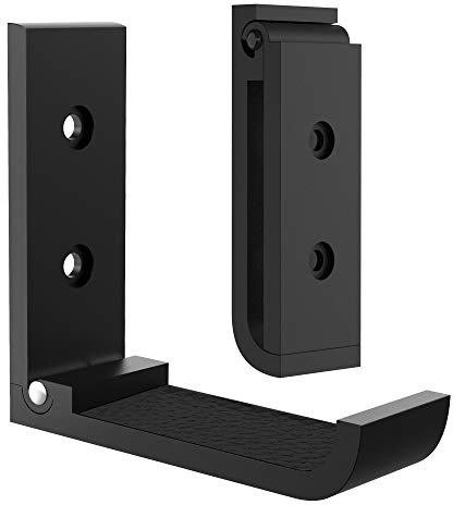 GEEKRIA 2 Pack Headphone Stand Hanger, Foldable Wall Mounted Headphones Holder, Durable Aluminum Headset Stand Holder for Universal Gaming Headset, Stand Come with Protective Pad (Black)