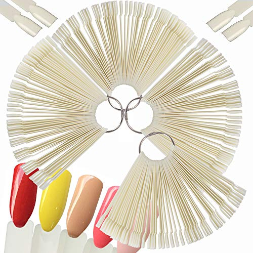 200pcs Présentoir Vernis à Ongles en Éventail Décoration Faux Ongles pour Salon de Nail Outil Affichage Professionnel Anneau Couleur Naturelle (1)
