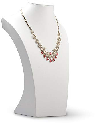 Oirlv White Leather Jewelry Bust Necklace Display Stand Trade Show Jewelry Holder (H:13.38)