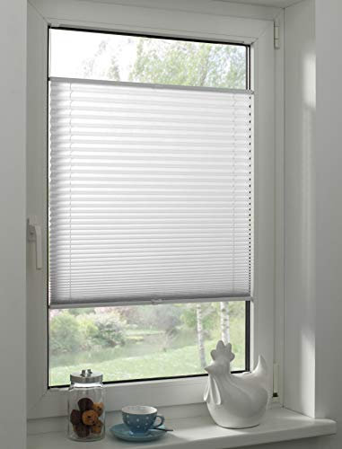 Sunpro24 Plissee auf Maß, Blickdichtes Faltrollo, Klemm-Montage, Sonnenschutzrollo, (B) 51-60 x (H) 191-200 cm, Weiß