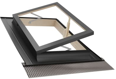 Emica Dachfenster mit Öffnung aus Aluminium | Linie Best Anti-Hagelglas und interne Sicherheit 4T-9-4T | Tannenholz | Ideal für Dachausstieg | Dachfenster (55 x 78 Basis x Höhe)