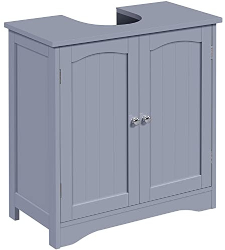 Yaheetech Under Sink Bathroom Storage Cabinet Freestanding Floor Basin Cupboard Unit Storage Organiser 60 x 30 x 60 cm, Gray