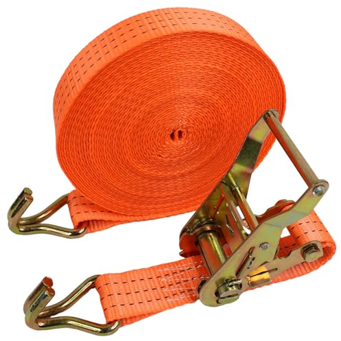 M&Catree Sangle à Cliquet avec Crochets, 38mm x 13 M Sangle d'Arrimage à Cliquet, Sangles de Serrage Charge Max. 3000 kg