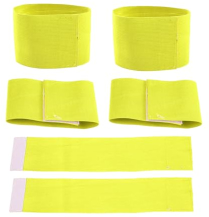 Fascia da braccio per capitano di calcio, fasce da braccio regolabili da calcio da 6 pezzi, fasce elastiche da capitano per calcio per giovani adulti, fasce per giocatori di calcio (giallo)