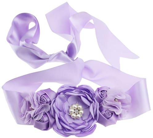 AWOCAN Cintura per maternità, gravidanza, fiore, fascia da donna, abito da sposa con strass, fascia per maternità, fascia per gravidanza, fascia per pancia per festa di doccia, rivelazione di genere,