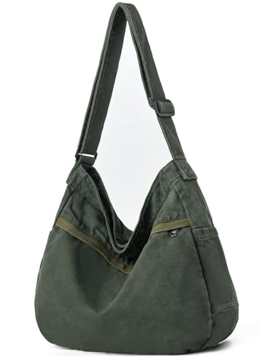 DAINAOTM Canvas Hobo Crossbody Shoulder Tote Bag for Women and Men Large Purse Messenger Bag Travel Work Shopping