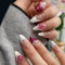 Calkkrer 24 Stück Künstliche Nails Mit Perlen Press On Nails Fransösischer Stil, Mittellange Mandel Falsche Nagelspitzen, Floral Vollbedeckung Acryl Nägel Zum Aufkleben