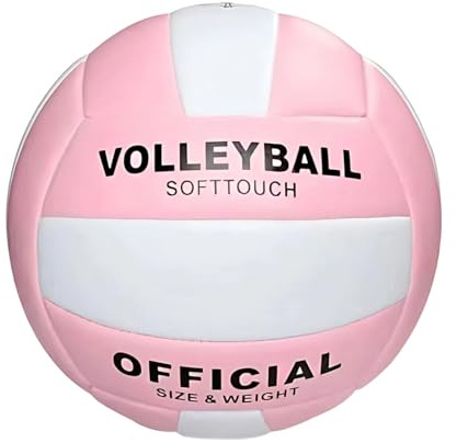 Super Soft Volleyball Official Size 5, Waterproof Volleyball with Pump, Durable Equipment, Outdoor & Indoor for Pool, Beach, Gym, Sports Halls ﻿ (Pink)