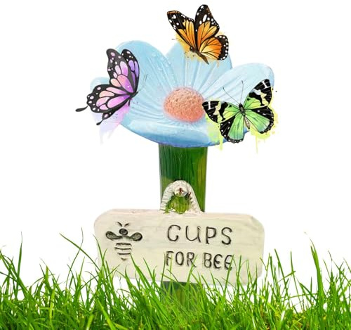 Bebedero para Abejas – 4,33 Pulgadas | Alimentador de Resina: alimentador de Agua de Abejas y Mariposas de Colores con Vasos Seguros para jardín, Patio, césped, de Granja, de Entrada e h