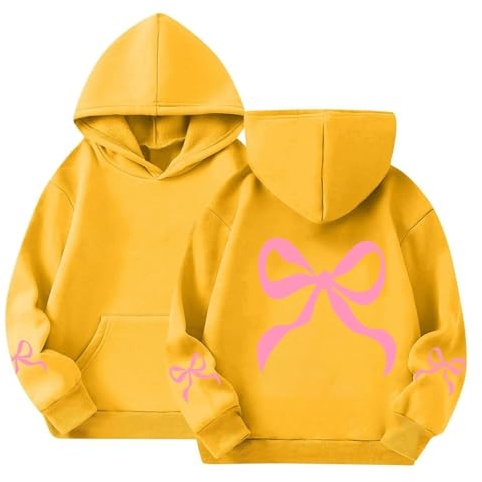 Mjjsk flickor rosett huvtröja barn huvtröja tröja jumper | Pullover toppar mode vardaglig mjuk skola sport bekväm långärmad barnmode höst vinter daglig användning