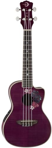 Luna Flora Series Floral Flamed Maple Concert Ukulele