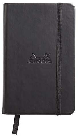 RHODIA 118069C - Carnet Rigide Webnotebook noir - A6 - Ligné - 192 pages - Papier Clairefontaine Ivoire 90 g/m² - Marque-Page, Fermeture Élastique - Couverture Simili Cuir