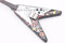 RGM59 – Miniaturgitarre inkl. Leder-Gitarrengurt, Motiv: Jimi Hendrix‘ „Flying V“