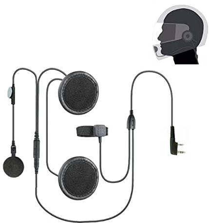 Baofeng 2-pin offenes/halbes Motorradhelm-Headset, Kopfhörer, Mikrofon, Freisprech-Headset Kenwood/WouXun/PuXing Linton, Retevis, Zwei-Wege-Radio, Walkie-Talkie-Transceiver, Schwarz