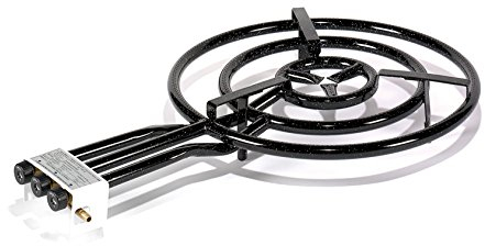 VAELLO - Réchaud à Paella Émaillé - Brûleur à Gaz Butane et Propane pour Poêle à Paella - Accessoire de Cuisine Extérieure Garanti 2 Ans - 3 Feux, Ø 60 cm
