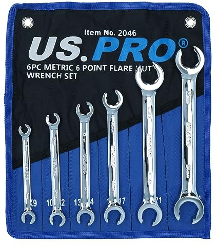 Metric 6 point Flare Nut Pipe Wrench Diesel Injectors Spanners 6mm - 24mm 6pc